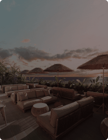 Open rooftop with
views ofBalinese sunsets